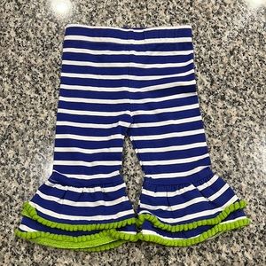 12 months baby girl infant bell bottom pants green blue and white